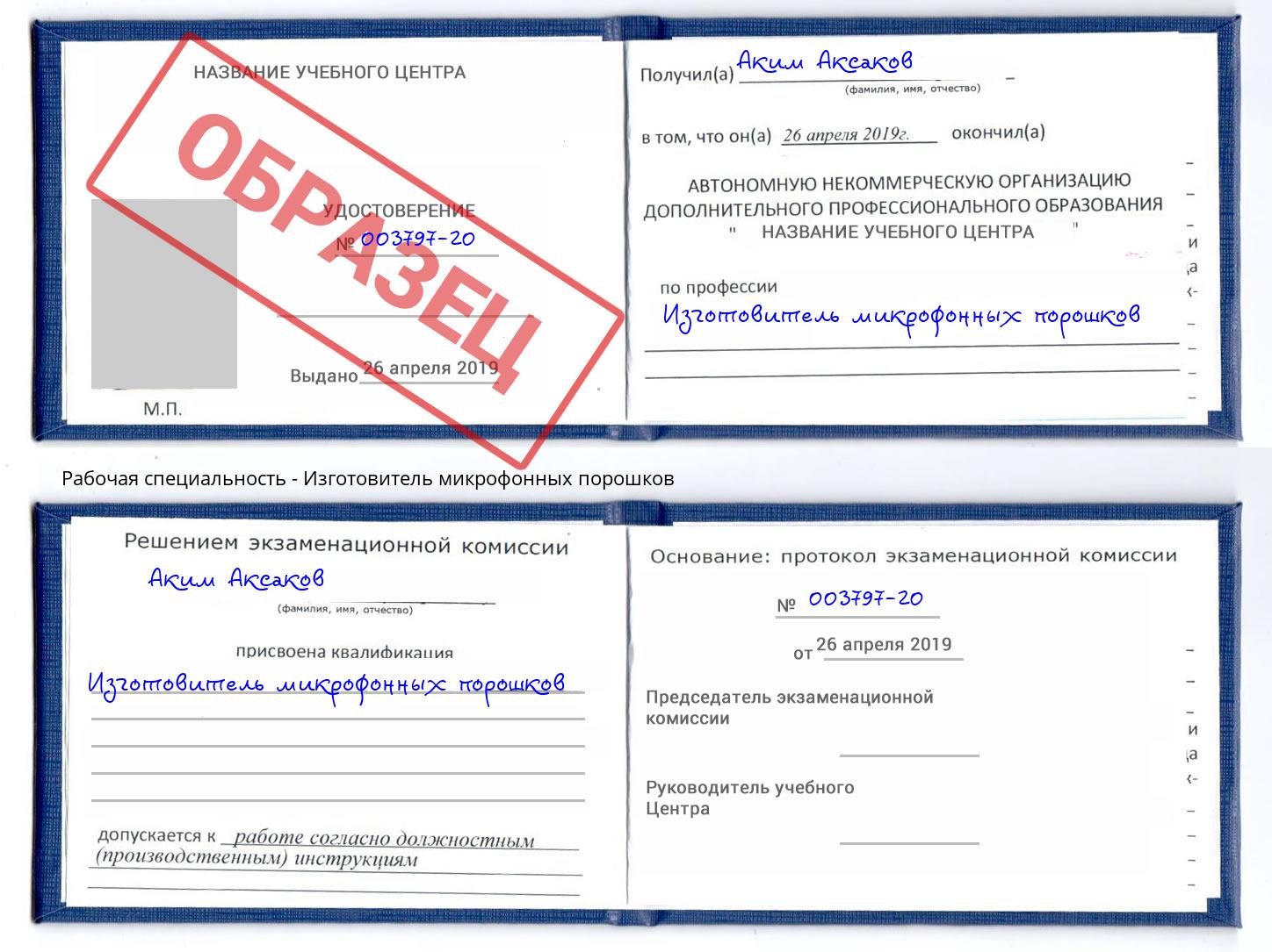 Изготовитель микрофонных порошков Мценск