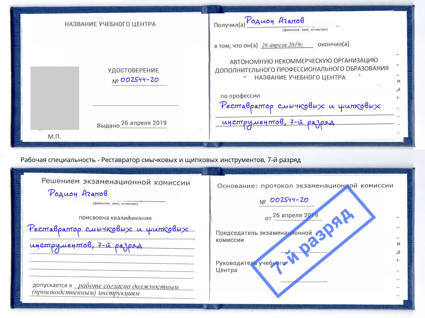 корочка 7-й разряд Реставратор смычковых и щипковых инструментов Мценск