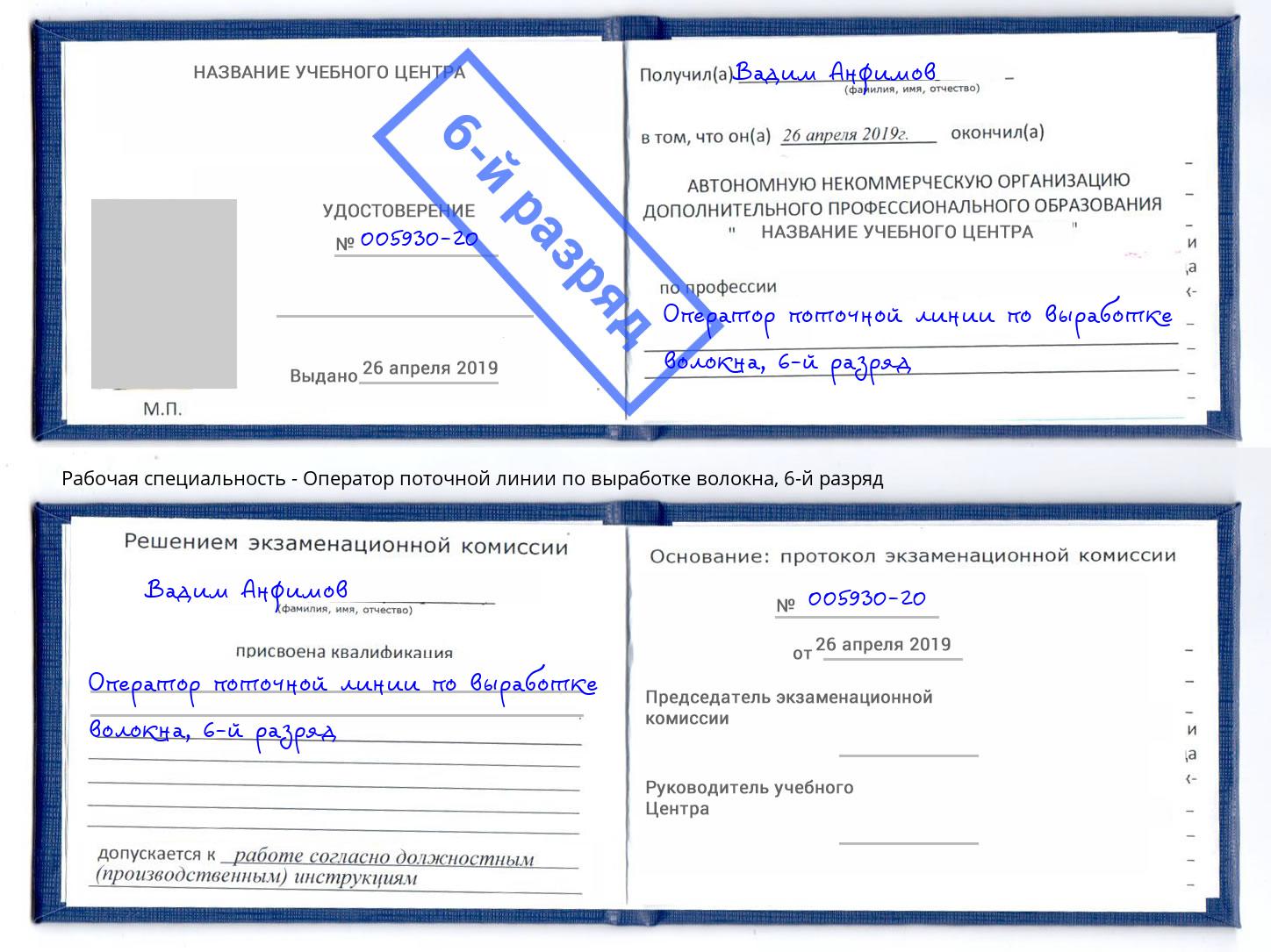 корочка 6-й разряд Оператор поточной линии по выработке волокна Мценск