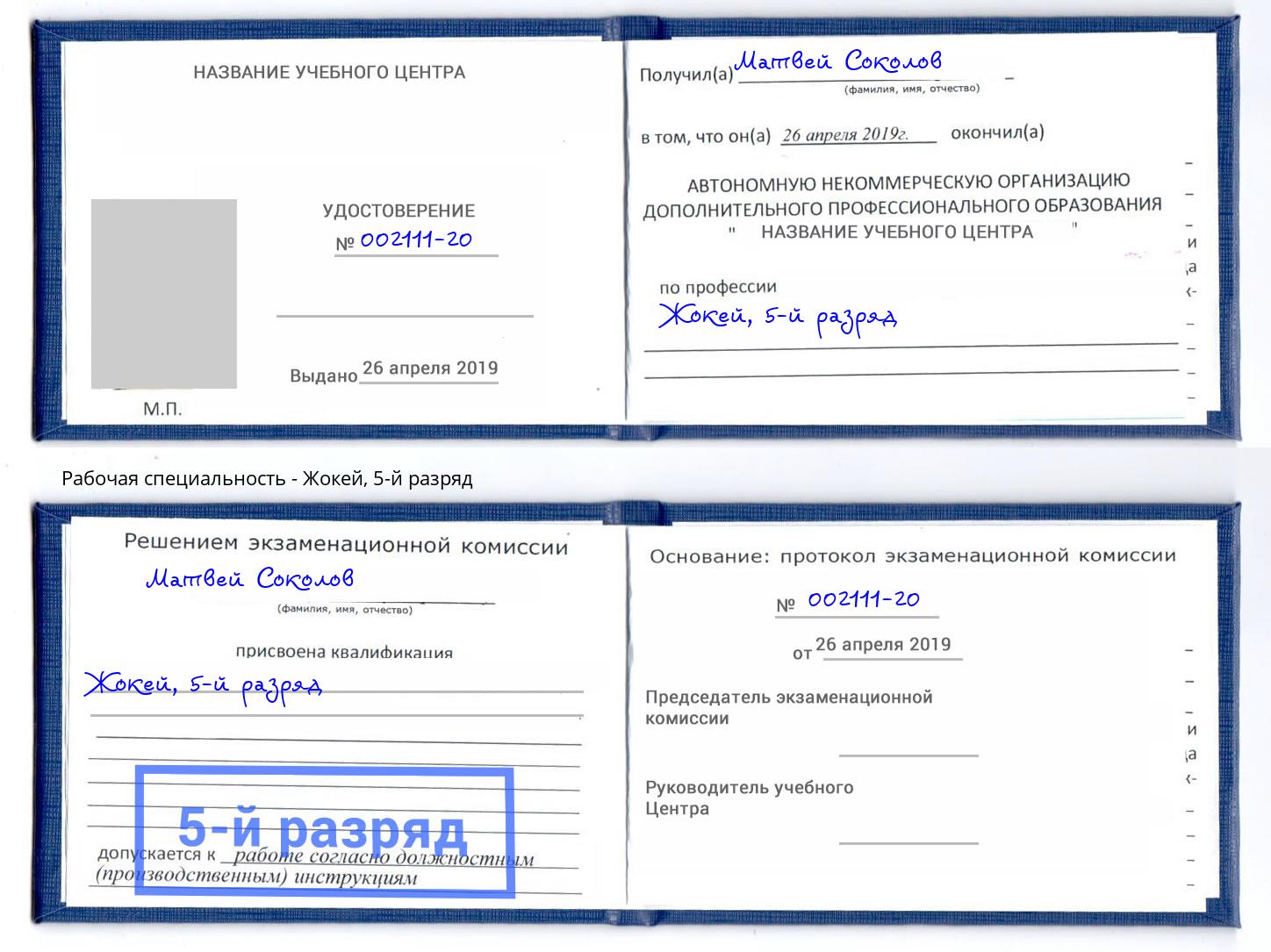 корочка 5-й разряд Жокей Мценск
